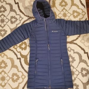 Girls Columbia Navy Blue Long Jacket Size M